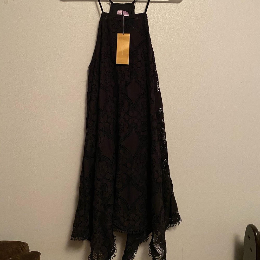 Black floral lace dress